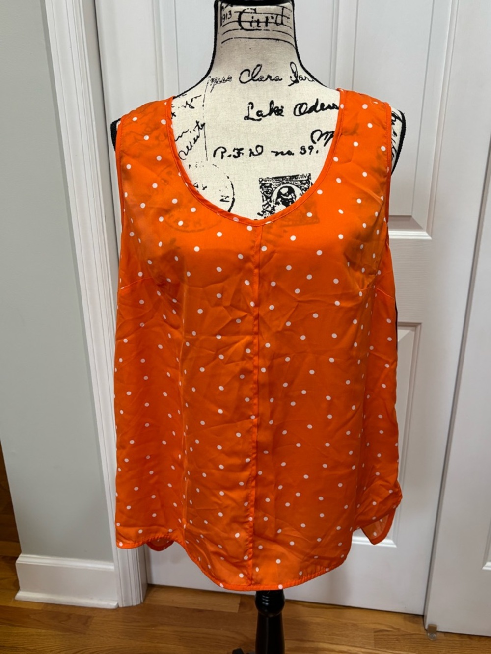 Merona Orange & White Polka Dot Sleeveless Top Size XL -  NWT
